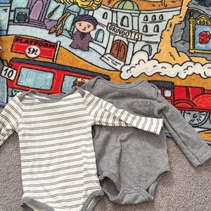 Classic Striped and Gray Bodysuit Set for Kids